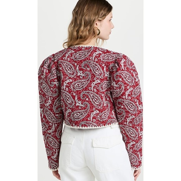 NWT Sea NY Theodora Paisley Quilted Cropped Jacket Red Size Large Long Sleeve - Picture 7 of 10